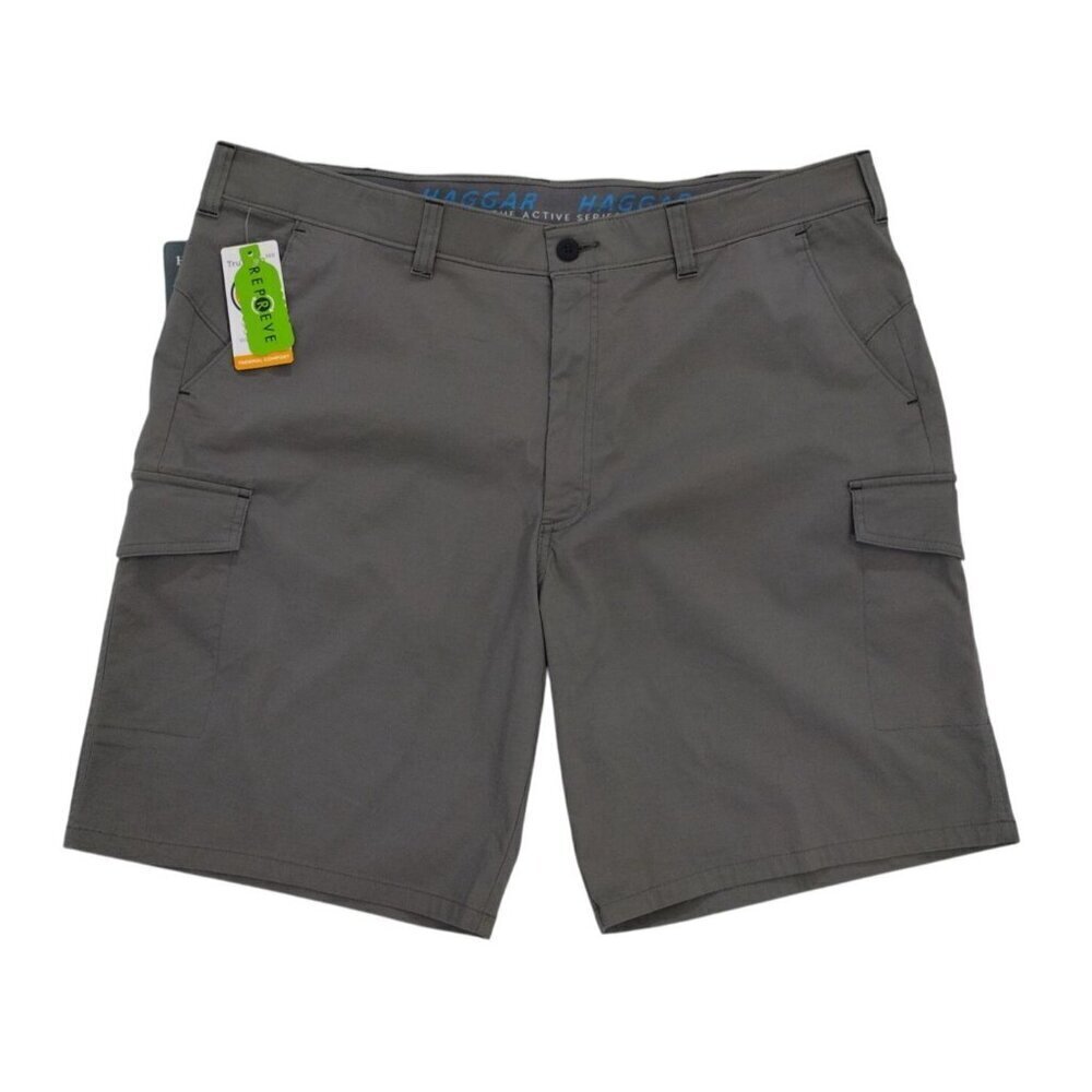 Haggar Active Series Mens Gray Cargo Shorts Size 42 Recycled Plastic Fabric. NWT